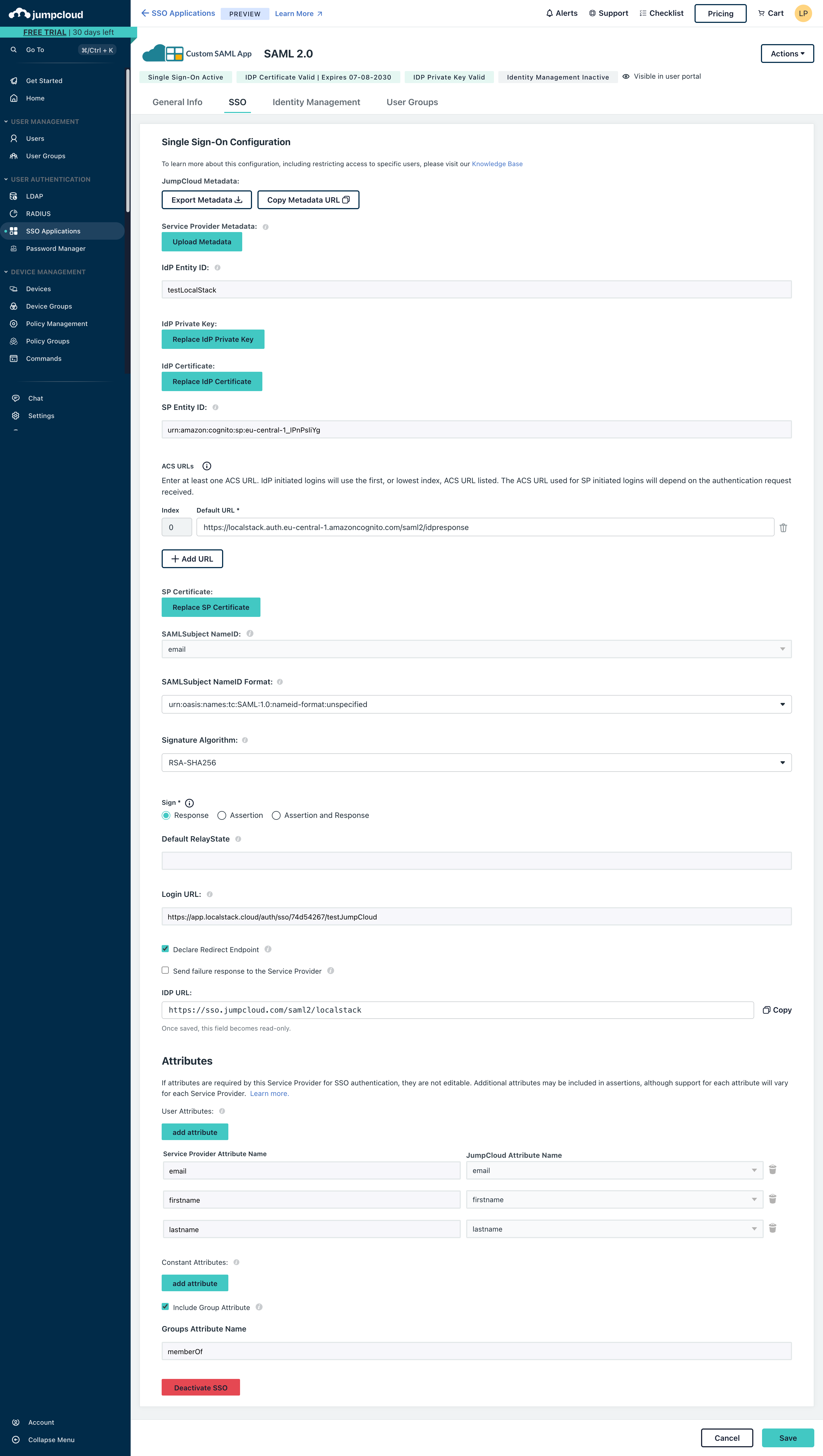 JumpCloud Map Required Fields